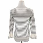 Loft Petites Black & White Striped Casual Ruffle Cuff Boatneck Knit Sweater Photo 7