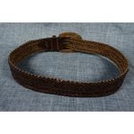 Brown Herringbone Woven Braided Leather Belt Size M/L 40" Vintage 80s 90s Y2K Photo 6