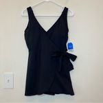Lands' End LAND’S END NEW Side Tie Wrap Mini Swim Dress Swimsuit Black Sz 8 PETITE Photo 2