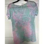 Lilly Pulitzer  Top Size XS Mikela Minty Fresh Fansea Print 100% Linen Excellent Photo 2