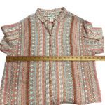 Rachel Zoe Womens Large 100% Linen Short Sleeve Pink Orange Button Shirt Printed Photo 6