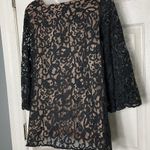 Topshop  Black Lace Crochet Long sleeve Tunic Short Mini Dress Size 4 Lined Photo 4