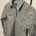 Lands' End Lands’ End Women’s Floral Cotton/Linen Blend Half Button Down Long Sleeve Size M Photo 2