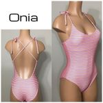 ONIA New.  textured stripe swimsuit. NWOT Photo 1