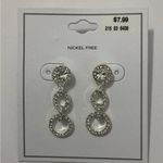 Target Silver Tone Rhinestone Dangle Drop Circle Pierced Nickel Free Earrings Photo 0