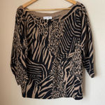 White + Warren 100% Cashmere Animal Print Sweater – Size Large Photo 0