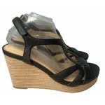 Me Too NEW Womens  Alanna Black Leather Platform Wedge Espadrille Sandals Sz 10 Photo 0