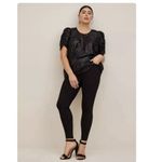 Torrid  Black‎ All Over Sequin Ruched Short Sleeve Top Size 1X Photo 2