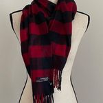 V. Fraas Cashmink Flannel Fringe Scarf Red Black Plaid Preppy Soft Academia Accessory Photo 0