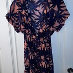 Salmon cover up with navy blue palm trees Photo 0