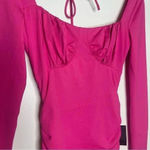 Lulus  Feel the Attraction Hot Pink Ruched Long Sleeve Bodycon Dress Size XS nwt Photo 2