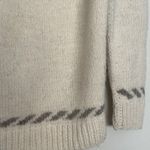 Vintage Handmade Knit 100% Wool Sweater Size XS / S Crew Neck Pullover Cream Photo 7