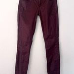 Lucky Brand Charlie Super Skinny Maroon Leather Pants Photo 0