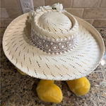 Vintage VTG Sonni San Francisco Wide Brim Straw Sun Derby Church Easter Hat Tan Photo 0