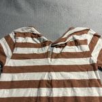 Pact  Striped White & Taupe Short Sleeve 100% Organic Cotton Twist Back Dress S Photo 5