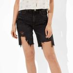 American Eagle AEO Boyfriend 90s Denim Bermuda Shorts Size 2 Distressed Black Photo 8