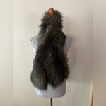 Club Monaco  grey faux fur scarf shawl 6.5” x 48” Photo 5