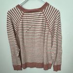 L.L.Bean Organic Cotton Slub Knit Stripe Print Crew Neck Long Sleeve Sweater XL Pink Photo 2