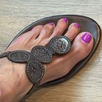 Cole Haan Brown Leather Kitten Heel Sandals with Metallic Embellishments Size 9 Photo 11