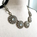 J.Crew  Gold Brass Tone Crystal Medallion Fashion Statement Necklace Photo 2