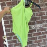 Cupshe NWT Asymmetrical Top Convertible One Piece Swim Suit Lime Green Photo 2