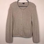 Talbots Petite Women’s Gold Metallic Knit Button-Up Cardigan Sweater Photo 0