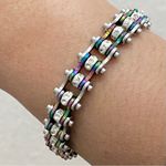 Rainbow Stainless Steel Bling Mini Motorcycle Bike Chain Bracelet 28.7g Photo 2