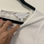 Foxcroft  NYC White Blouse Split Ruffle Non Iron Stretch‎ Cotton Blend Size 10 Photo 2