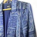 Vera Wang Simply  Women's Navy Silky Satin Paisley Bandanna Handkerchief Blazer M Photo 6