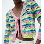 ZARA NWT STRIPED KNIT CARDIGAN CROCHET BLOGGERS FAV MULTICOLOR Photo 5