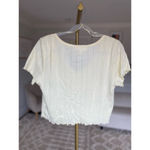 Hippie Rose  Crop Top Baby Tee Coquette Cottagecore Summer Spring Ivory Pointelle Photo 2