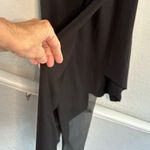 Elizabeth and James Minimalist Black Midi Dress Asymmetrical Hem Halter Cocktail Photo 3