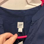 Gap NWT Navy Blue V Neck Cuffed Sleeve Hi Low Hem Blouse Top Shirt Womens Size L Photo 5