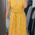 Lulus Yellow Floral Midi Dress Photo 0
