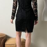 vintage 80s black sheer lace bustier long sleeve pencil mini dress Size M Photo 4