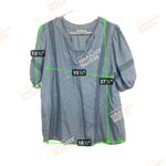 Lucky Brand Moon River Blue Puff Sleeve Boho Blouse Size L Photo 4