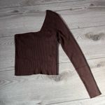 Abercrombie & Fitch Ribbed Long Sleeve Top in Brown Photo 2