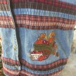 Vintage Bobbie Brooks Fall Embroidered Denim Vest Size Medium Blue Photo 2