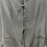 Carlisle  Women Blazer Jacket 10 Silk Tie Front Black Chic Long Line NYC Shoulder Photo 4