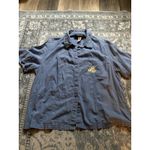 Vintage Embroidered Linen Denim Button Up Top 1X Floral Cottage Granola Heritage Blue Photo 3