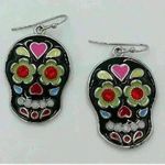 Costume Jewelry Earrings Sugar Skulls Enamel Rhinestones Pierced Photo 0