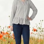 Denim & Co  super cute blue and white striped zip up jacket/top Photo 2