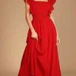 Lulu Little Love Red Swiss Dot Backless Ruffled Maxi Dress Size XS Photo 0