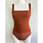 Lulus Basics Symbolize Bodysuit Brown Sleeveless Square Neck Stretch Women SMALL Photo 4