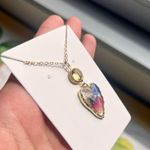 Floral Flower Petals Colorful Summer Abstract Resin Heart Fun Necklace Pink Photo 4