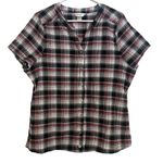 Christopher & Banks  Women’s X Black/Red/White Plaid Seersucker Cowgirl Top Farm Photo 0