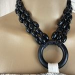 Almost Famous White Blue & Black Print Bead Halter Tie Strapless Blouse Top L Photo 2