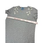 CeCe  Gray Floral Appliqué T-shirt Dress With Ruffle Medium Crewneck Short Sleeve Photo 5