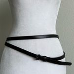 American Vintage Dark Brown Leather long skinny Belt with Buckle Photo 5