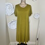 LuLaRoe Carly Discontinued Heathered Golden Mustard Dress Size Large Photo 3